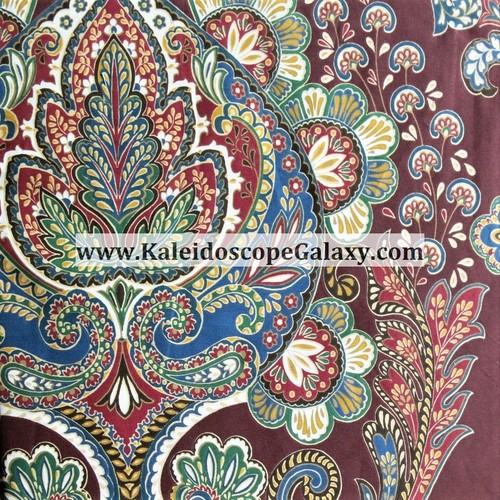 Burgundy blue green floral - green,