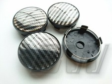 4 x 60MM ALLOY WHEEL CENTRE CAPS CARBON FIBRE EFFECT UNIVERSAL FITTING