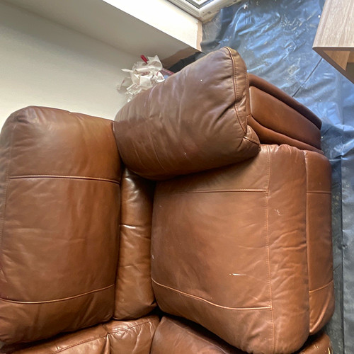 Brown leather recliner sofa - recliner,
