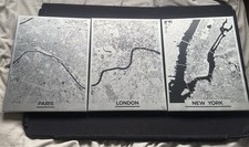 Three Piece London, Paris, New York Canvas Prints Pjatteryd Ikea Wall Decor Set