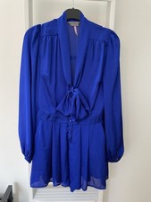 Lipsy Royal Blue Satin Playsuit - Size 10 (Worn Once, Perfect Condition)