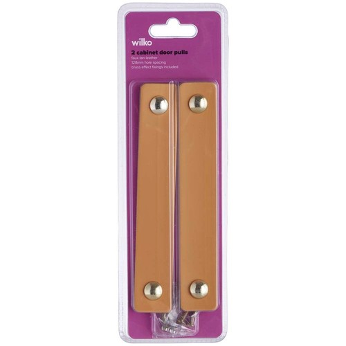 128mm faux tan leather - 2x,