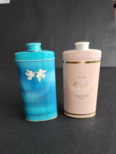 Vtg avon perfume talc metal - 2,