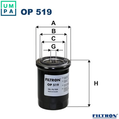 Oil filter 519 for - oil, fso