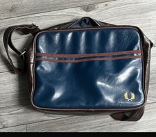 Fred Perry Men's Messenger Bag Vinyl Blue and brown 