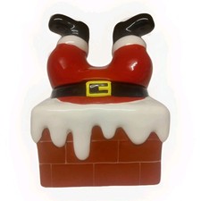 Christmas Cookie Jar Biscuit Barrel Santa Claus Chimney Ceramic Lidded Storage