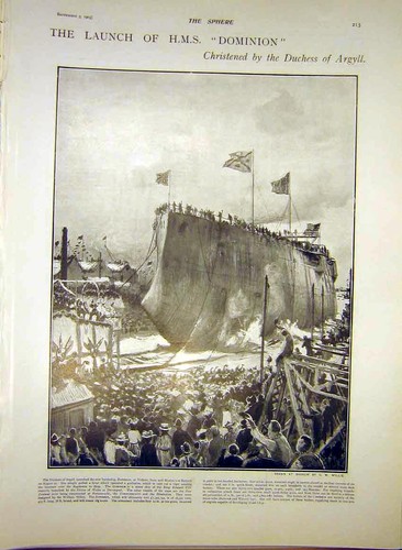 Original old antique - print, hms