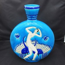 Primavera Au Printemps, Art Deco crackle glaze vase,  Faiencerie Longwy, 1925