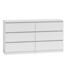 Large Chest Of Drawers White 6 Large and Wide 138 cm - MODERN Matt finished