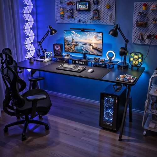 Large black computer desk - large,