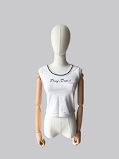 Rare Vintage Freddy Women’s Cropped Tank Top Black Y2K Sporty Stripes Logo Size 