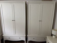 2 X Solid Laura Ashley Double Wardrobes - Ivory/Cream - 2 Door & 1 Large Drawer