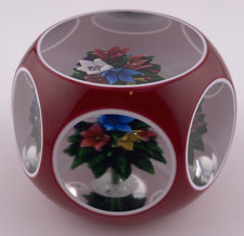 Saint Louis 1983 Encased Double Overlay Upright Multicolor Bouquet Paperweight