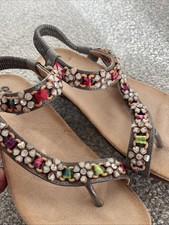 Pavers Multicoloured Embroidered/Embellished  Flower Sandals Size 6  Brand New  