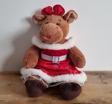 Build A Bear Brown Happy Hippo Plush Soft Toy Christmas Red Velvet Dress