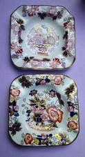 2 MASONS PATENT IRONSTONE ASHTRAYS. BROCADE AND MANDARIN.