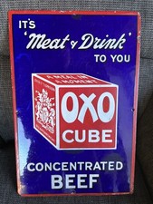 Original OXO Enamel Advertising Sign. Very Glossy!
