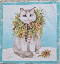 Cat Fabric Panel Cat Christmas