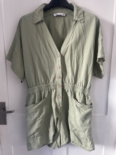 Women linen playsuit size l - linen,