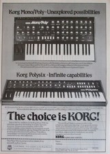 KORG MONOPOLY / POLYSIX Synthesiser Keyboard 1982 Vintage ADVERT Print Poster