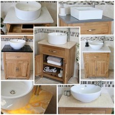 Solid Oak Bathroom Vanity Unit | Oak Sink Bathroom Cabinet | Stone Worktop Inc