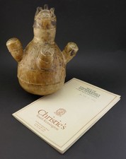 20th CENTURY, ANTIQUE NORTH AFRICAN TUAREG TANDU MOLDED LEATHER BOTTA CONTAINER