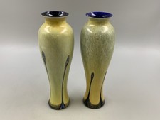 Two Caithness Glass Ebony Vases - 1 Has slight Rim Damage Hence Price.