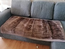 Real fur blanket plaid pad