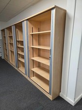 Used Storage Tambour Cupboard, Lockable Wood Office Cupboard, Adjustable Shelves