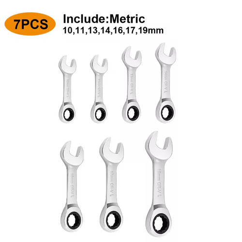 7pcs stubby ratcheting spanner - 7pcs,