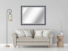 LARGE Pewter French Framed Decorative Rococo Ornate Wall Mirror OPERA