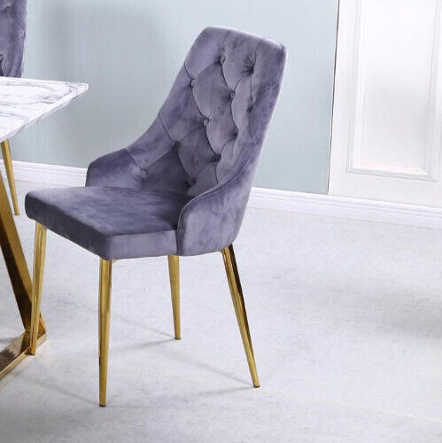 Four light grey velvet chairs - light,