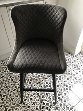 Montreal Counter Height  Bar Stool Grey Velvet Dunelm