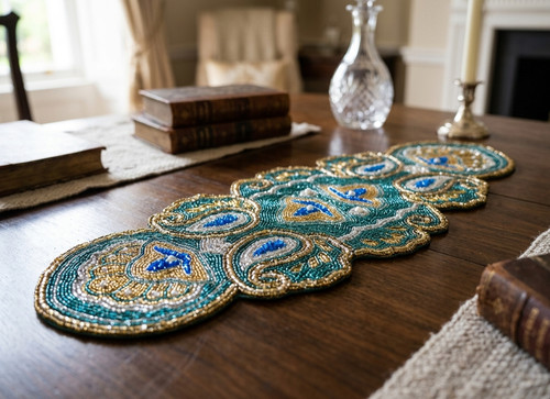 Beaded table runner - beaded,