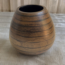 Vintage wooden vase brown - vintage,