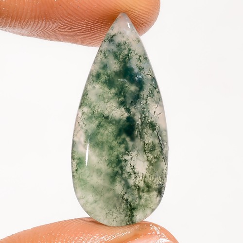 Natural moss agate pear - 14, ct
