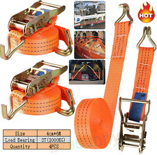 4PCS Ratchet Straps Tie Down Straps for Car Roof Rack/Kayak/Luggage Lashing 3T ,