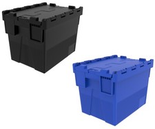 Plastic Storage Boxes Containers Crates Totes with Lids - 5 x NEW 25 Litre