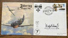 WW2 Winfrid Schmidt KC Luftwaffe ace signed Adlertag WW2 RAF flown cover