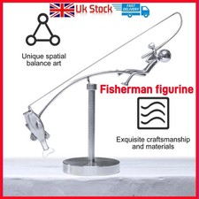 Kinetic Fishing Sculpture,The Fisherman Balancing, Balance Art for Your Space