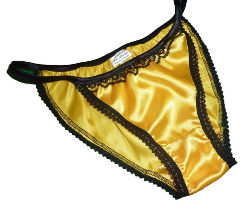 Shiny satin lace tanga panties - shiny,