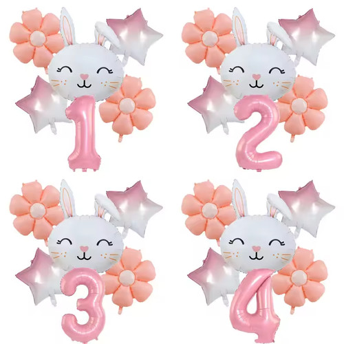6pcs pink number rabbit - 6pcs,