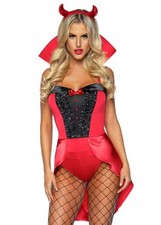 Adult Womens Halloween Sexy Red Devil Girl Leg Avenue Devilish Darling Costume