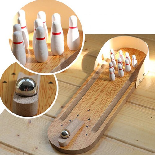 Desktop bowling toy wooden - desktop,