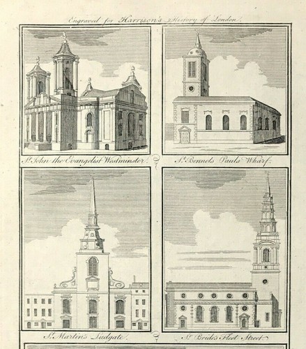 Historic london churches print - churches,