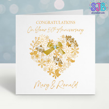 50th Anniversary Card,  Personalised, Golden wedding anniversary