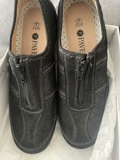 Black Ladies Pavers Zip cushioned insoles arch supports Trainers Size 7