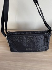 Kipling Crossbody Shoulder Bag Black Charcoal Monkey Charm Monogram Embossed