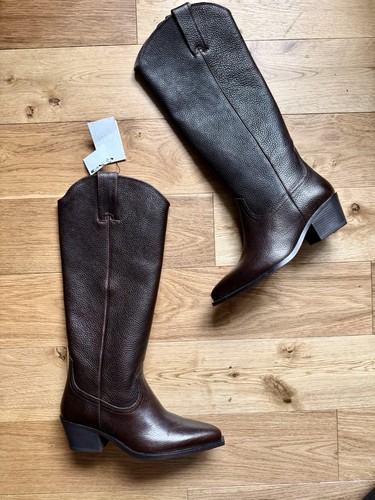 Zara brown knee high cowboy - zara,