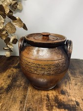 Beautiful Antique Victorian Salt Glazed Stoneware Confit Preserve Cooking Pot